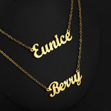 Double Layers Name Necklace Heart Butterfly Birthstone Zircon Pendant