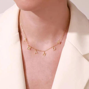 Zircon Letter Pendant Necklace Women Personalized Name Jewelry