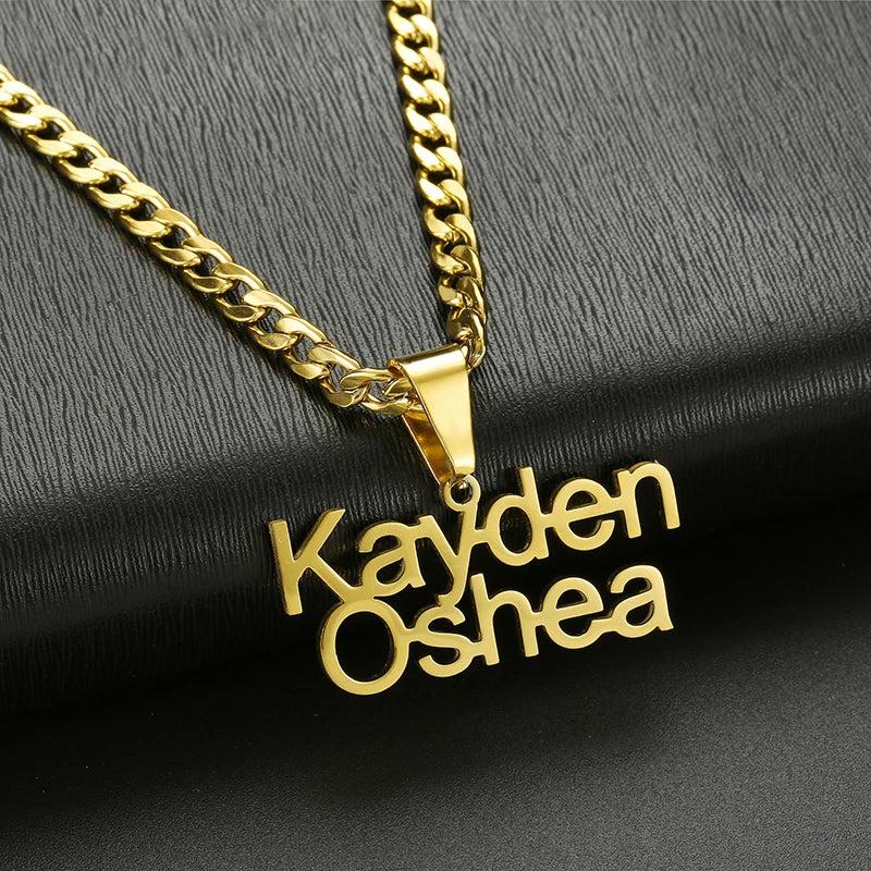 5mm Cuban Name Necklace Stainless Steel Personalized Silver Pendant Thick Chain