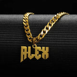 5mm Cuban Name Necklace Stainless Steel Personalized Silver Pendant Thick Chain