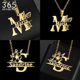 Butterfly Letters Necklace Women Girl Flower Chain Choker