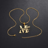 Butterfly Letters Necklace Women Girl Flower Chain Choker