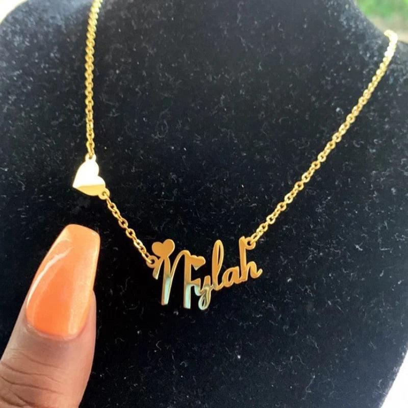 Personalized Name Necklace with Heart Butterfly Pendant