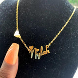 Personalized Name Necklace with Heart Butterfly Pendant