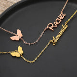 Personalized Name Necklace with Heart Butterfly Pendant
