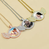 Family Picture Necklace with Angel Wings Pendant - Father's Gift