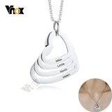 Family Names Engraved Heart Pendant Stainless Steel Necklace