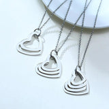 Family Names Engraved Heart Pendant Stainless Steel Necklace