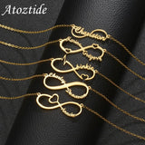 Atoztide Infinity Name Necklace Women Stainless Steel Pendant Chain