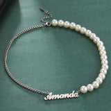 Cazador Name Pearl Necklace for Women Stainless Steel Jewelry