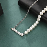 Cazador Name Pearl Necklace for Women Stainless Steel Jewelry