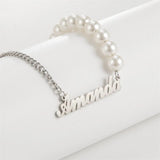 Cazador Name Pearl Necklace for Women Stainless Steel Jewelry