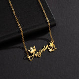 Personalized Heart Name Necklace with Butterfly Crown Choker Pendant