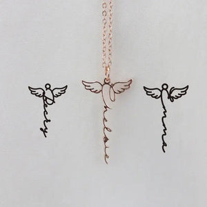 Angel Wings Name Necklace Personalized Stainless Steel Jewelry
