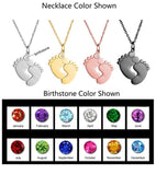 Name Necklace Baby Feet Engraved Stainless Steel