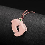 Name Necklace Baby Feet Engraved Stainless Steel