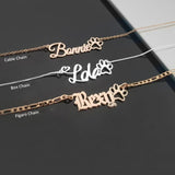 Personalized Name Necklace With Dog Paw Necklace
