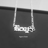 Personalized Name Necklace With Dog Paw Necklace
