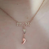 Stainless Steel Personalized Multi Name MOM Heart Necklace