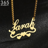 Personalized Hearts NK Chain Necklace Stainless Steel Customed Nameplat