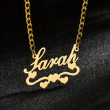 Personalized Hearts NK Chain Necklace Stainless Steel Customed Nameplat
