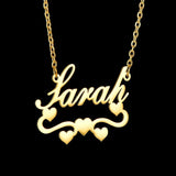 Personalized Hearts NK Chain Necklace Stainless Steel Customed Nameplat