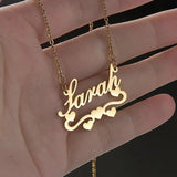 Personalized Hearts NK Chain Necklace Stainless Steel Customed Nameplat