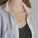 Personalized Hearts NK Chain Necklace Stainless Steel Customed Nameplat