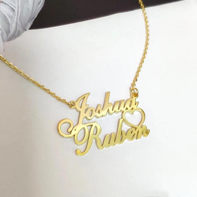 Romantic Double Name Necklace Couple Jewelry Stainless Steel Personalized Love