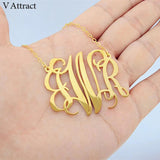 Monogram Necklace For Women Initials Letter Pendant Stainless Steel Boho Jewelry