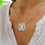 Monogram Necklace For Women Initials Letter Pendant Stainless Steel Boho Jewelry