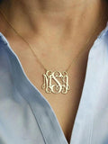 Monogram Necklace For Women Initials Letter Pendant Stainless Steel Boho Jewelry