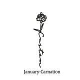Personalized Birth Month Flower Name Necklace Stainless Steel Choker