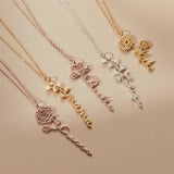 Personalized Birth Month Flower Name Necklace Stainless Steel Choker