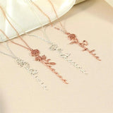 Personalized Birth Month Flower Name Necklace Stainless Steel Choker