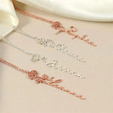 Personalized Birth Month Flower Name Necklace Stainless Steel Choker