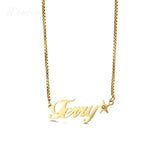 Zircon Name Necklace Heart Pendant Stainless Steel Personalized Jewelry Gift
