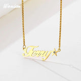 Zircon Name Necklace Heart Pendant Stainless Steel Personalized Jewelry Gift