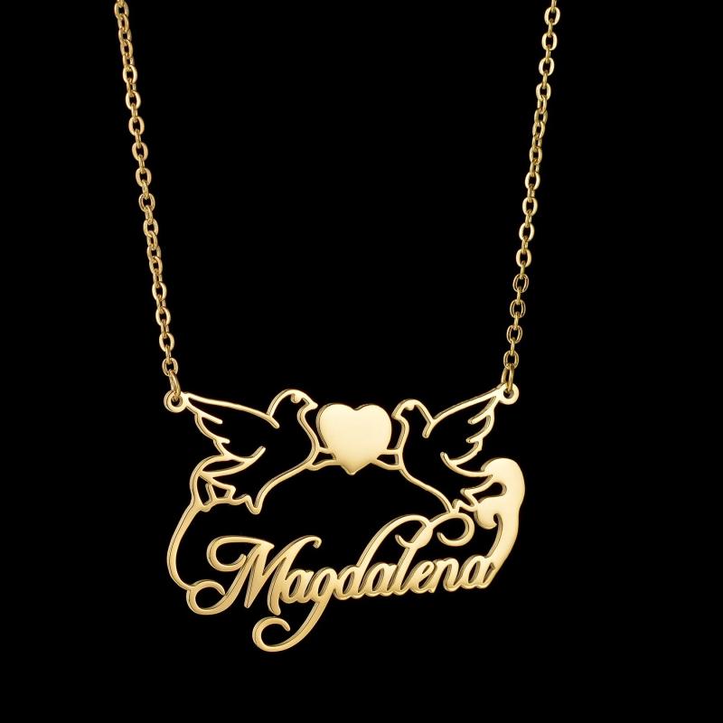 Personalized Love Bird Butterfly Name Necklaces for Women