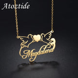 Personalized Love Bird Butterfly Name Necklaces for Women