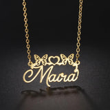 Personalized Love Bird Butterfly Name Necklaces for Women