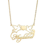 Personalized Love Bird Butterfly Name Necklaces for Women