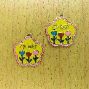 10pcs Cartoon Heart Initial Enamel Charms Letter Pendant DIY Jewelry Accessories