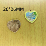 10pcs Cartoon Heart Initial Enamel Charms Letter Pendant DIY Jewelry Accessories