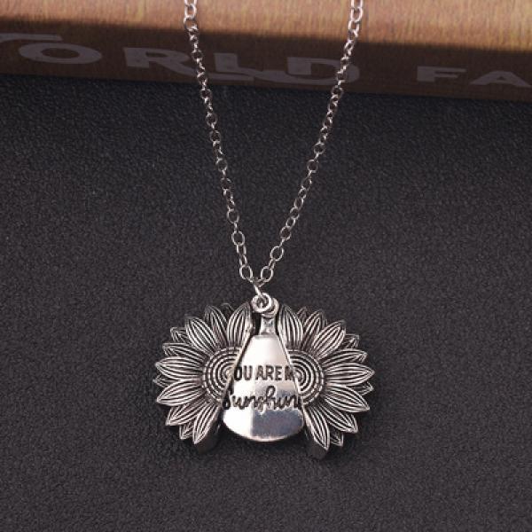 Sunshine Necklace Locket with Engraved Message Pendant for Women