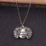 Sunshine Necklace Locket with Engraved Message Pendant for Women