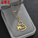 Personalized Butterfly Heart Name Necklace for Women
