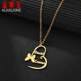 Personalized Butterfly Heart Name Necklace for Women