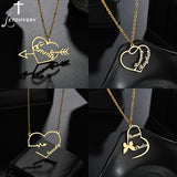 Personalized Name Necklace with Heart Pendant, Stainless Steel Chain for Women