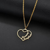 Personalized Name Necklace with Heart Pendant, Stainless Steel Chain for Women